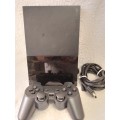 Playstation 2 - Black Slim c/w 1 x New Generic Controller, AV Cable & Power Cord