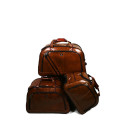 Set of 3 PU Leather Suitcases Travel Trolley Luggage