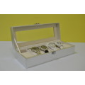 6 SLOT PU MATERIAL SILVER COLOUR Watch Box, Watch Case, Storage Box with Large Compartments