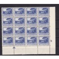 UNION OF SOUTH AFRICA - 1947 - 3D CORNER ARROW BLOCK OF 16 - UMM STAMPS - NOTE PERF ON BOTTEM LOOSE