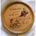 SILENCE - GENIUS AT WORK : Vintage Wooden Tray and Coasters : Tray 30.5 x 21cm : 6 Coasters