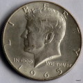 1965 USA KENNEDY  SILVER HALF DOLLAR