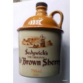 SEDGWICK'S OLD BROWN SHERRY : EMPTY 750ML BOTTLE : 16.5cm HIGH : MADE BY OUDE KAAP STONEWARE PTY LTD