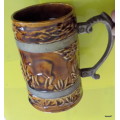 LUCIA WARE BEER MUG WITH SERANCO EP ON C HANDLE AND BANDS 14.5cm HIGH