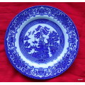 OLD WILLOW - ENGLISH IRONSTONE POTTERY - BLUE AND WHITE - SIDE PLATE 17.5cm DIAMETER