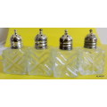 VINTAGE - INDIVIDUAL GLASS SALT SHAKERS - SMALL - SET OF 4 -