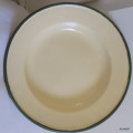 Vintage Enamel Plate Cream with Green edge