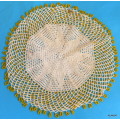 Crochet beaded doilie - milk jug- sugar bowl cover - Yellow beads - 20cm Diameter