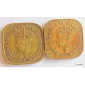 GEORGE VI KING AND EMPEROR OF INDIA - CEYLON - 5 CENTS 1943 and 1944