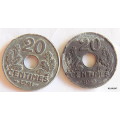 FRANCE 20 centimes 1941 and 1943  (WW2)