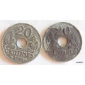 FRANCE 20 centimes 1941 and 1943  (WW2)