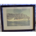 S.A. Constantia with Table Mountain in background : Framed Signed Print : Framed