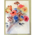 Flowers and Butterfly - Print by Elissa Johns - Framed