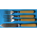 Vintage - 3  Fish Forks and 1  Fish Knife (?Bone handle)