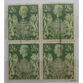 GREAT BRITAIN - King George VI 1939 -  2/6 Stamp Block of 4 (2 vertical pairs) Used