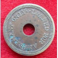 Mills Golden Official Gaming Token, Early 1900`s- Brass Amusement Token - holed as issued