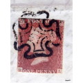 1841 - Penny Red (RL) Poor margins with Maltese Cross Cancel - On a letter dated and cancelled 1842