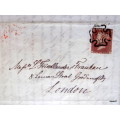 1841 - Penny Red (RL) Poor margins with Maltese Cross Cancel - On a letter dated and cancelled 1842
