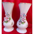 Pair of Vases with applied flowers.