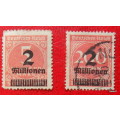 Deutsche Reich - Overprints - 2 Million on 5 Thousand Mark (Unused) and 2 Million on 200 Mark (Used)