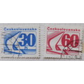 Czechoslovakia - 1975 - 2 used Coil stamps (hinged)