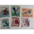 Union of South Africa - Animal definitive series - 6 cancelled stamps