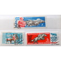 Mongolia - 1960`s - Mixed Lot of 3 cancelled and hinged stamps