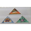 Mongolia - Mix Lot of 3 Triangle Stamps - Fish, Bird and Sable (Cancelled and hinged)