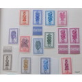 Belgian Congo - 1947 - Tribal Carvings and Masks - 3 pairs and 15 single unused and hinged stamps