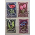 Hungary - 1951 - Flowers - 4 cancelled and hinged stamps