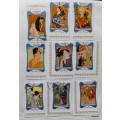Ajman - 1970 - Japanese Paintings - Expo 70 -  Set of 9 Cancelled and hinged Stamps