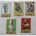 Fujeira - 1972 - Sculptures - Set of 5 cancelled hinged stamps