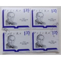 Poland - 1969 - Leon Kruczkowski (Writer) - Block of 4 cancelled stamps