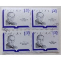 Poland - 1969 - Leon Kruczkowski (Writer) - Block of 4 cancelled stamps