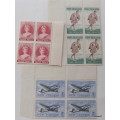 New Zealand - 1955 - Stamp Centenary - Set of 3 blocks of 4 unused stamps