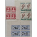 New Zealand - 1955 - Stamp Centenary - Set of 3 blocks of 4 unused stamps