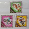 Mongolia - 1974 - National Celebration Naadam - Horses - 3 cancelled hinged stamps