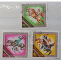 Mongolia - 1974 - National Celebration Naadam - Horses - 3 cancelled hinged stamps