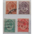 Union of South Africa - 1913-24 - George V - 1/2d, 1d, 1 1/2d, 2d - Used hinged stamps