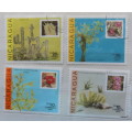 Nicaragua - 1987 - Cactus flowers - 4 cancelled hinged stamps