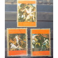 Ajman - 1973 - Renaissance Nude paintings - 3 cancelled hinged stamps