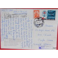 Russia (Soviet Union) - Post card of Moscow - Postally used - 1962 Russia to Cape Town