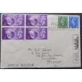 Envelope - Paqbot - Posted at Sea - Block of 4 3d 1948 GB Olympic Stamps