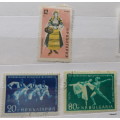 Bulgaria - 1959 Dancers and 1961 Regional Dress - 3 Used hinged stamps