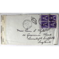 Censored Mail - 1945 - From Maine, USA to Suffolk, England - Examiner 8959 - Block of 4 Win the War