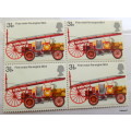 GB - 1974 - Fire Service - Block of 4 x 3 1/2p Unused stamps