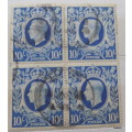 GB - George VI - 1939 - 10/-  - Block of 4 Used stamps