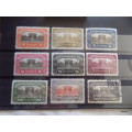 Austria - 1919-21 - Parliament Building Vienna - Set of 9 Mixed (1)Used and (8)Unused hinged stamps