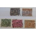 Belgium - 1921 - Railway stamps `winged wheel` type - 5 Used Hinged stamps