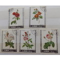 Ajman - 1969 - Roses - 6 cancelled and hinged stamps